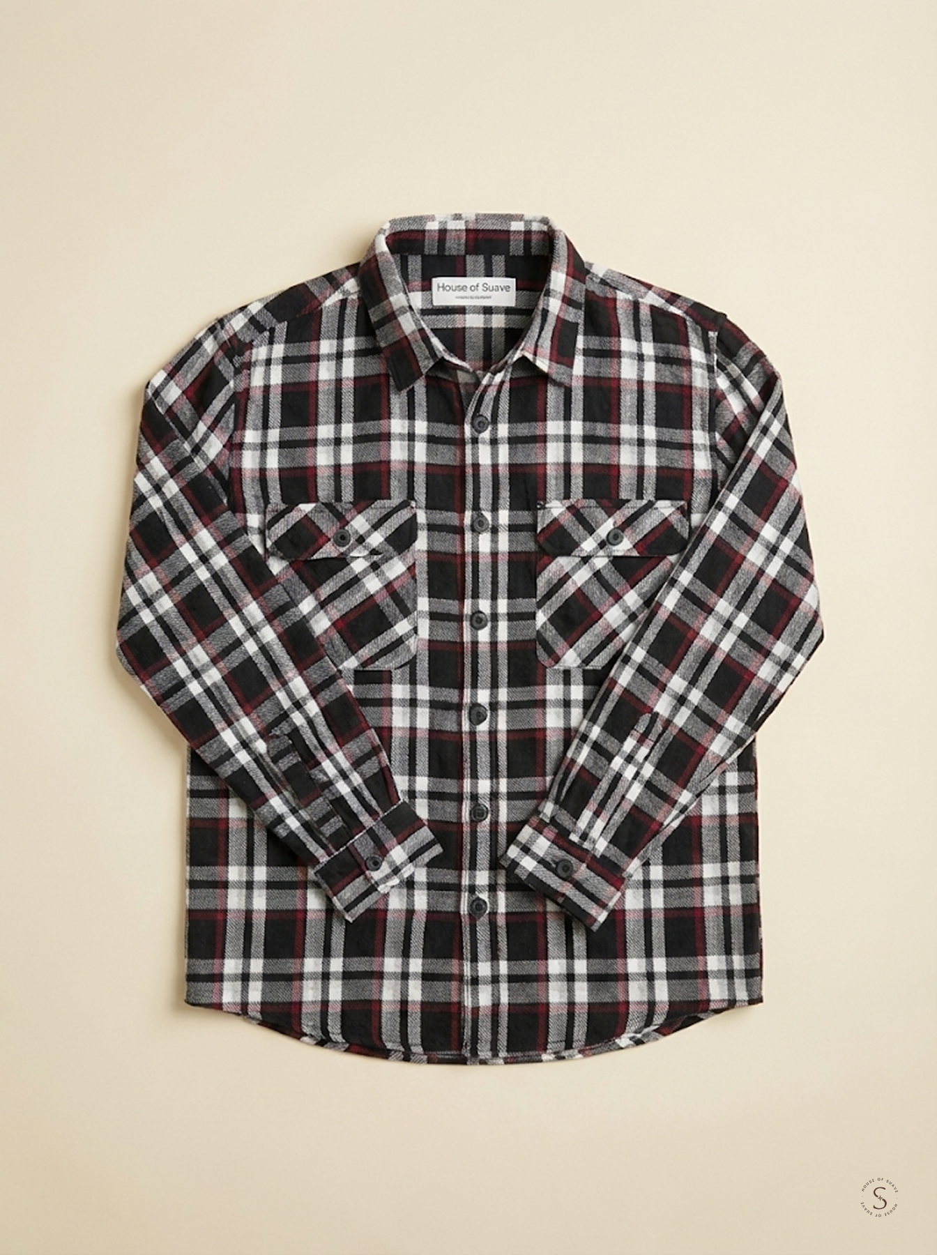 Crimson Noir Plaid Flannel Overshirt