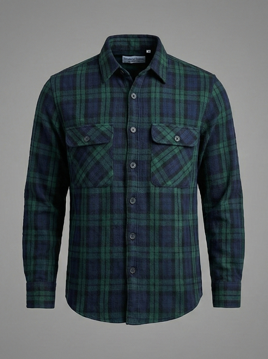 Deep Forest Tartan Flannel Overshirt 