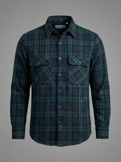Deep Forest Tartan Flannel Overshirt 