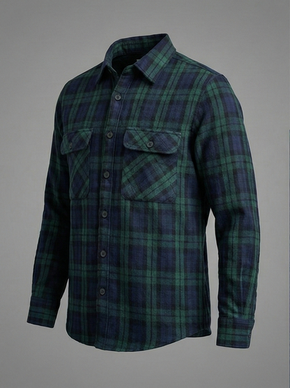 Deep Forest Tartan Flannel Overshirt 