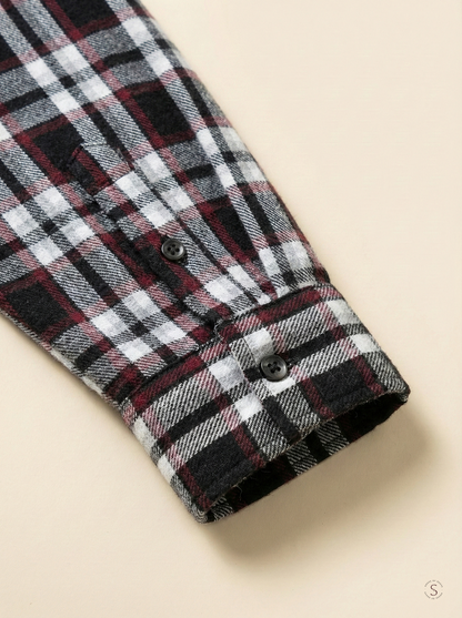 Crimson Noir Plaid Flannel Overshirt