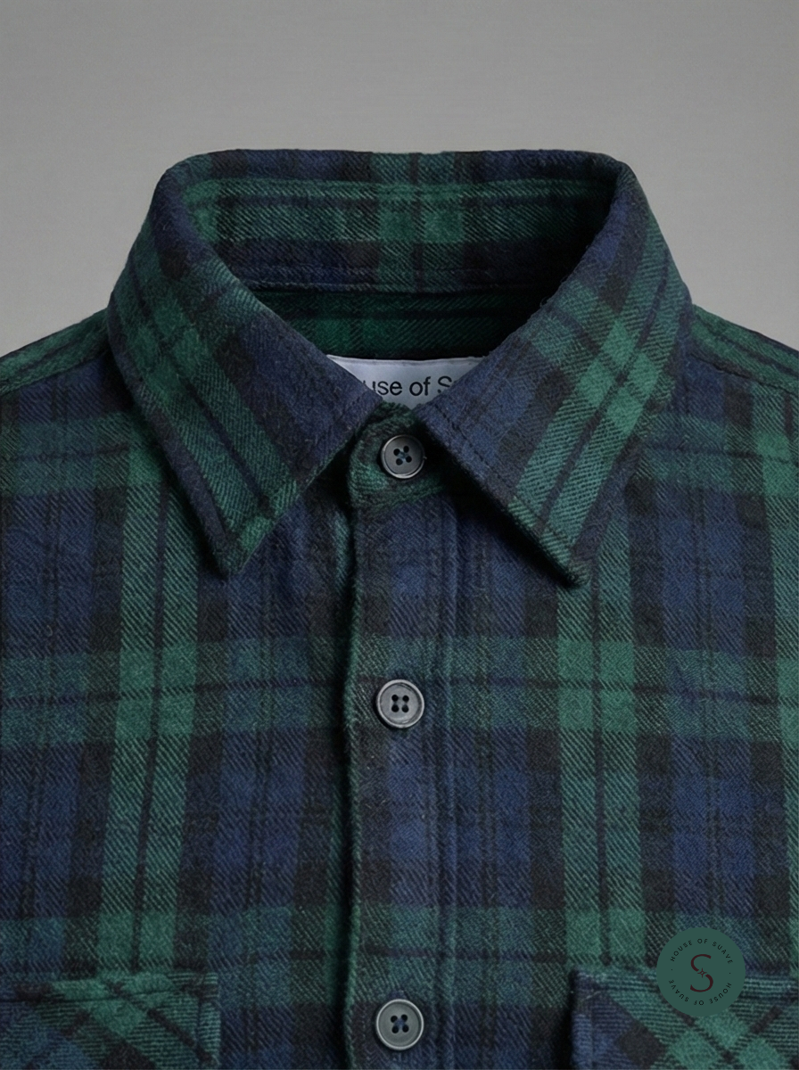 Deep Forest Tartan Flannel Overshirt 