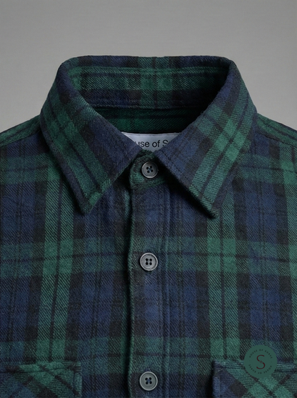 Deep Forest Tartan Flannel Overshirt 