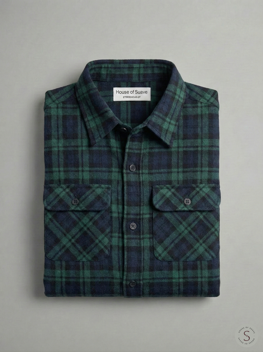 Deep Forest Tartan Flannel Overshirt 