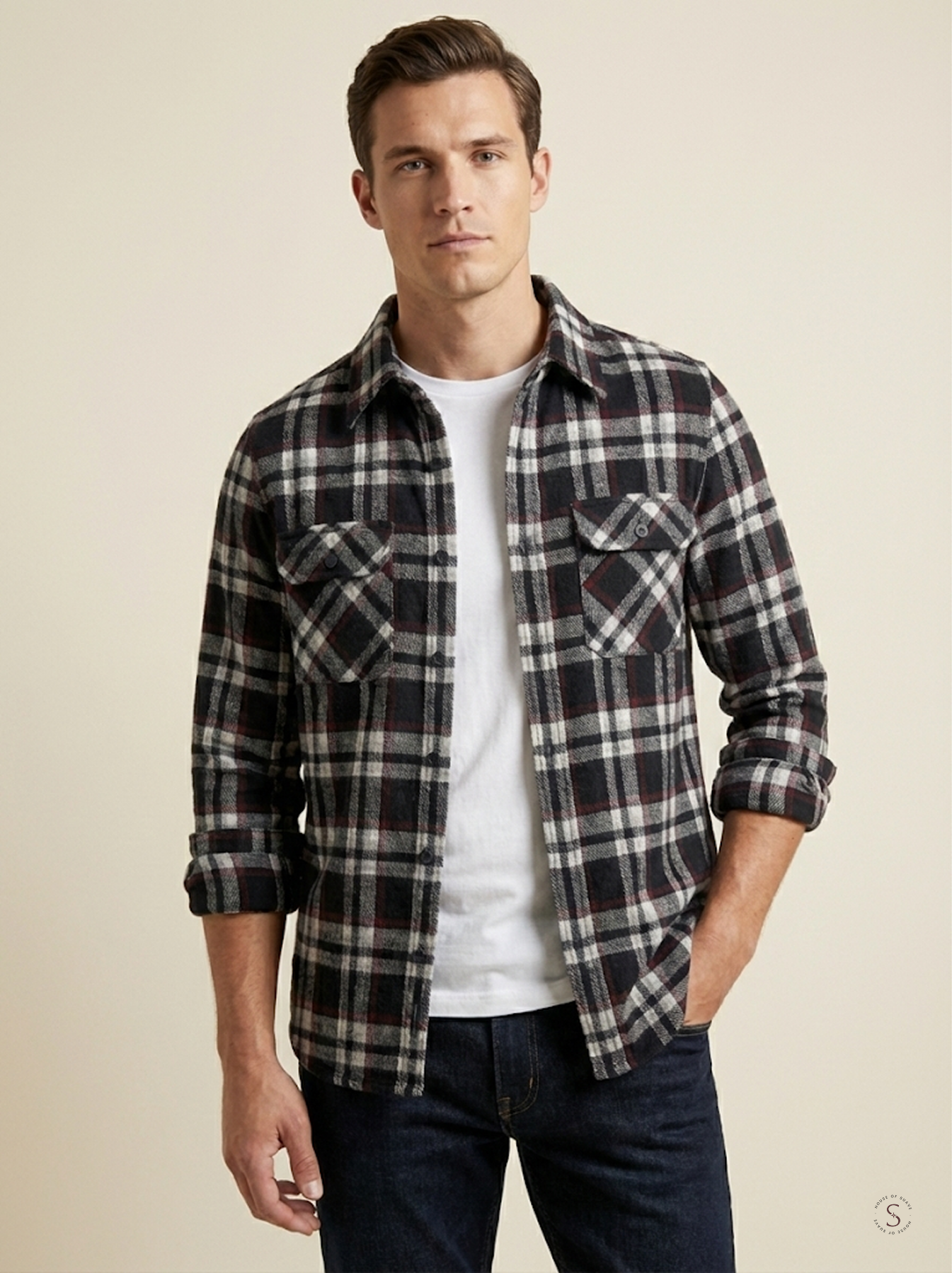 Crimson Noir Plaid Flannel Overshirt