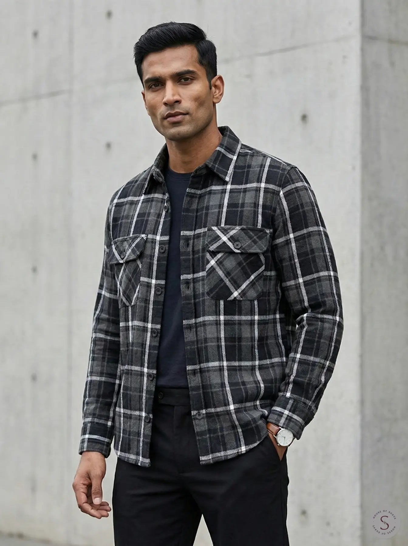 Graphite Frost Plaid Flannel Overshirt 