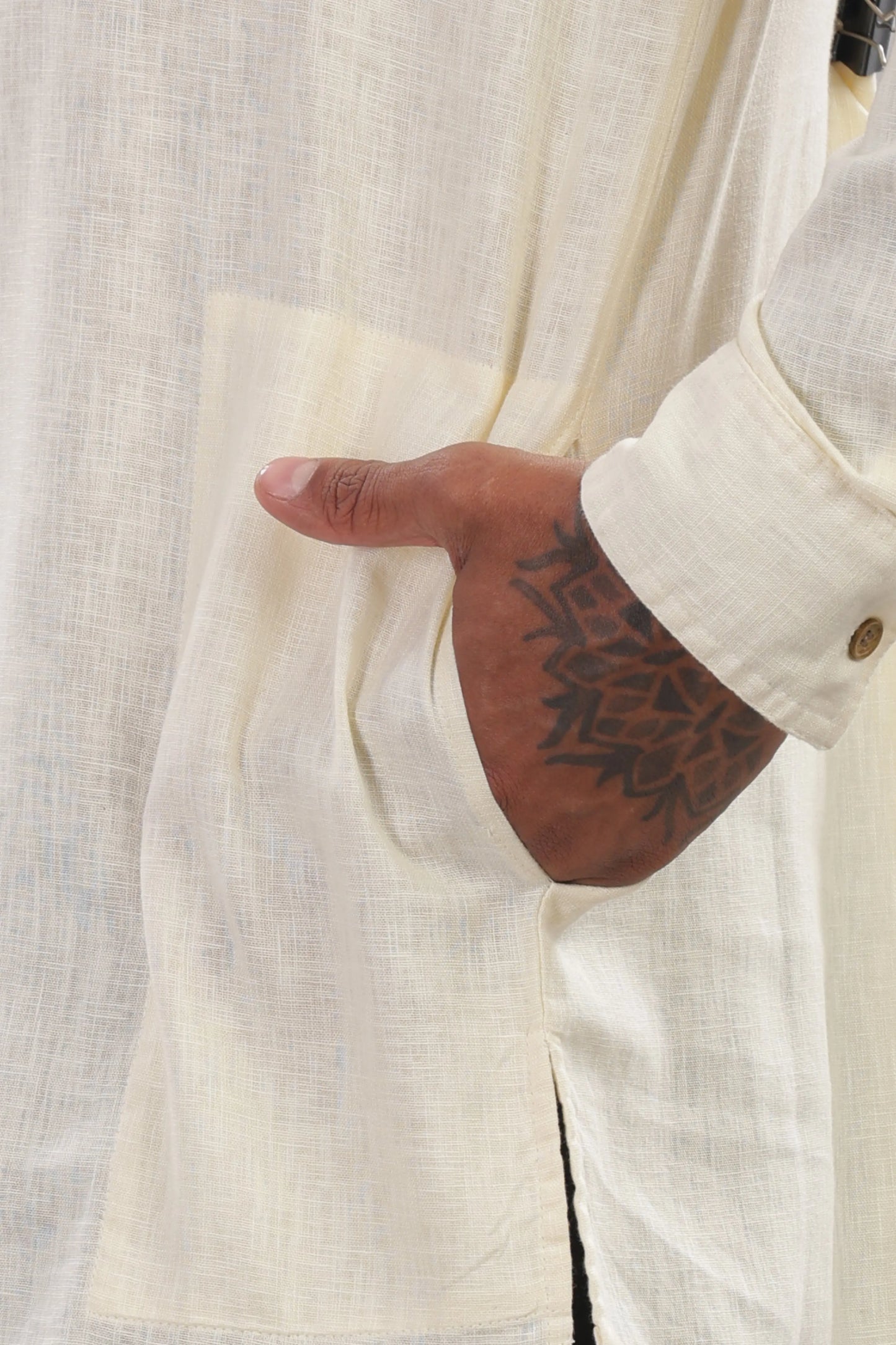 Tuscan Ivory — Linen Blend Kurta Shirt.