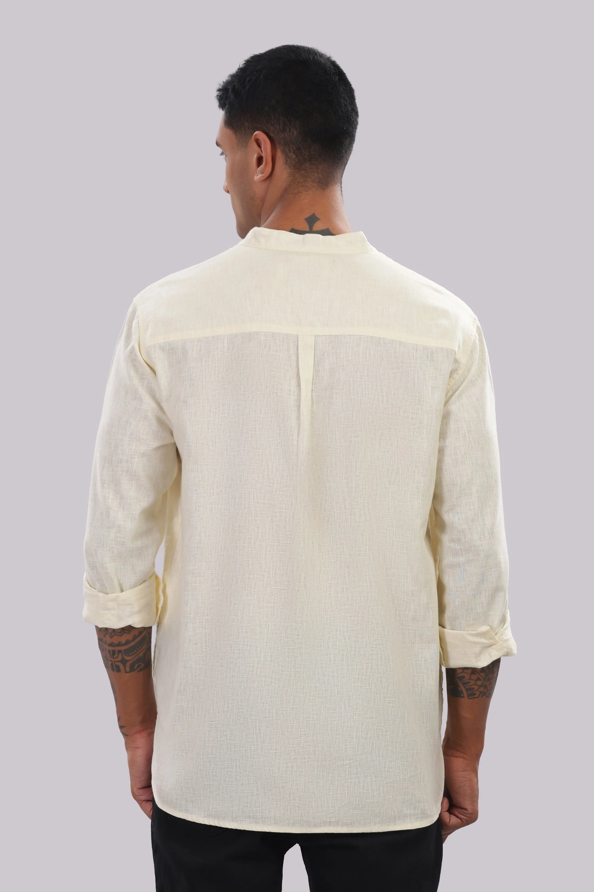Tuscan Ivory — Linen Blend Kurta Shirt.