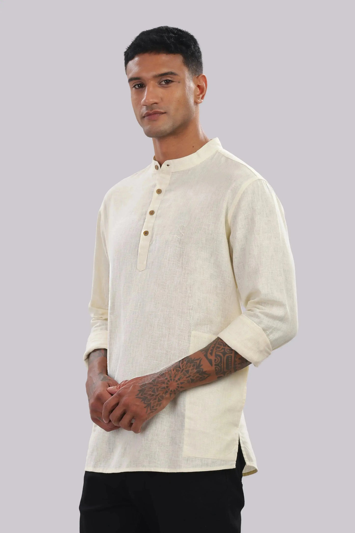 Siena Rouge — Linen Blend Kurta Shirt.