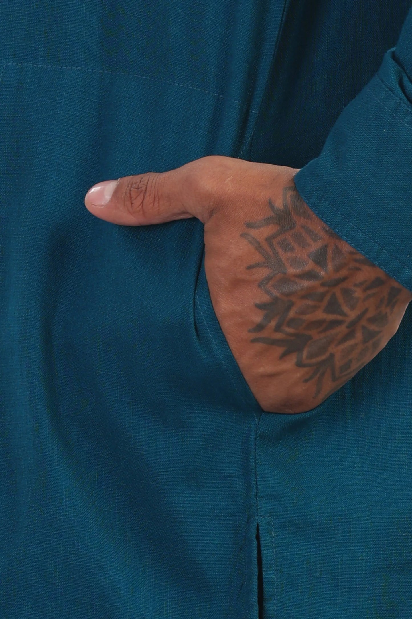 Andaman Teal — Linen Blend Kurta Shirt.