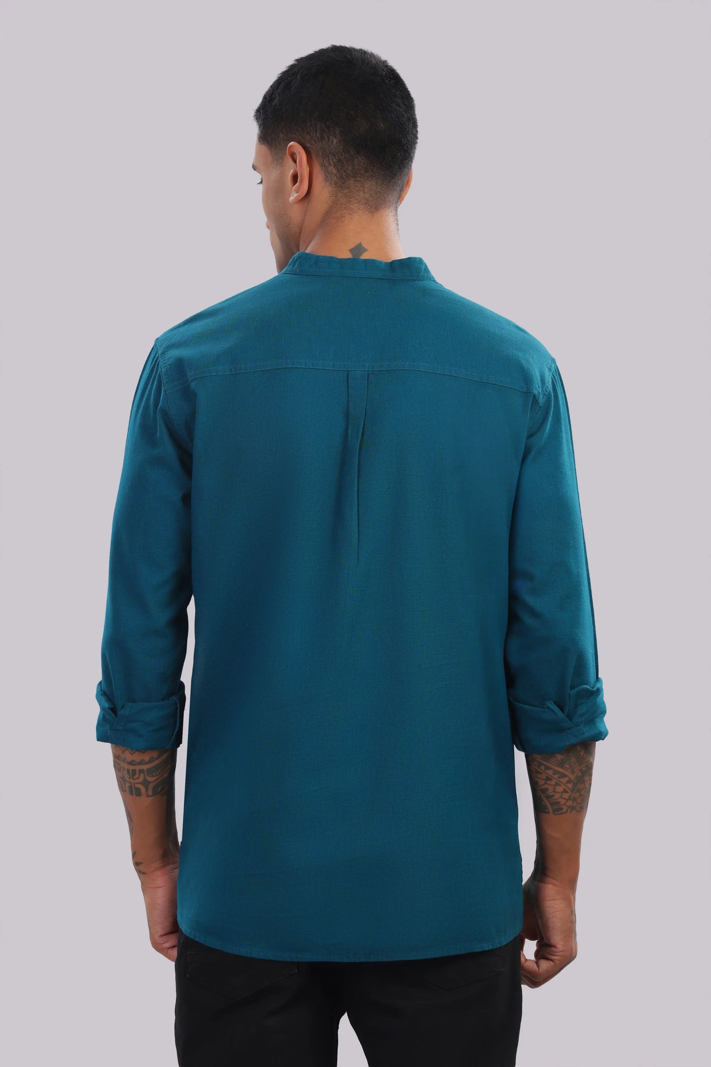Andaman Teal — Linen Blend Kurta Shirt.