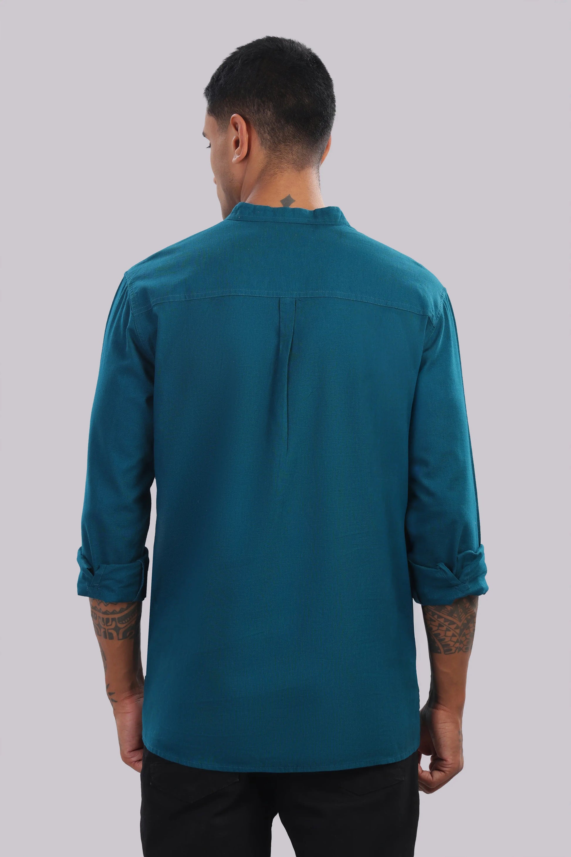 Andaman Teal — Linen Blend Kurta Shirt.