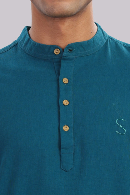 Andaman Teal — Linen Blend Kurta Shirt.
