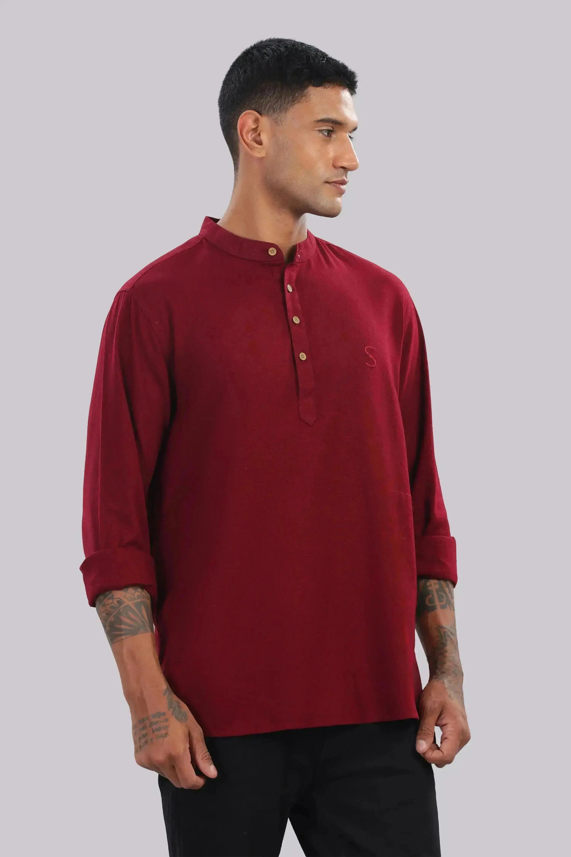 Siena Rouge — Linen Blend Kurta Shirt.