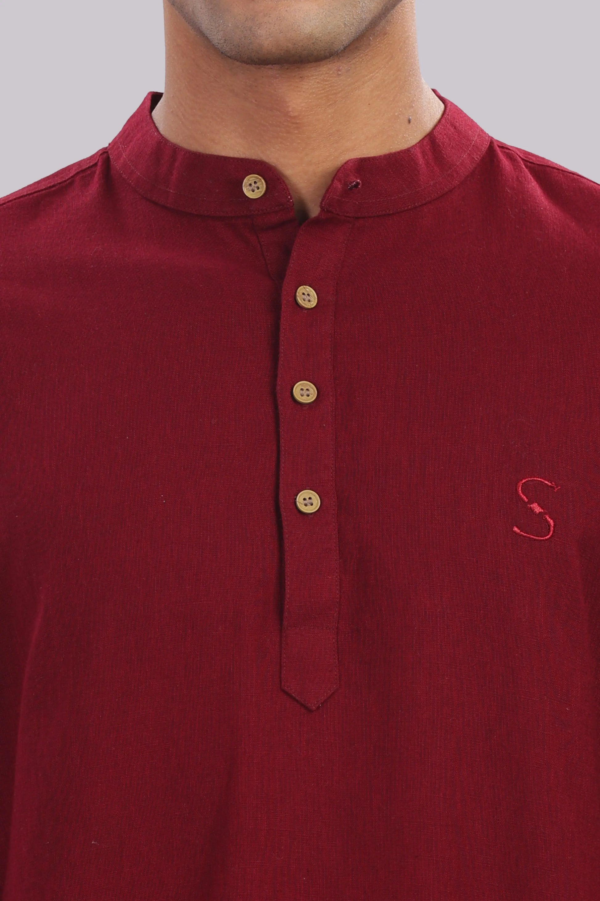 Siena Rouge — Linen Blend Kurta Shirt.