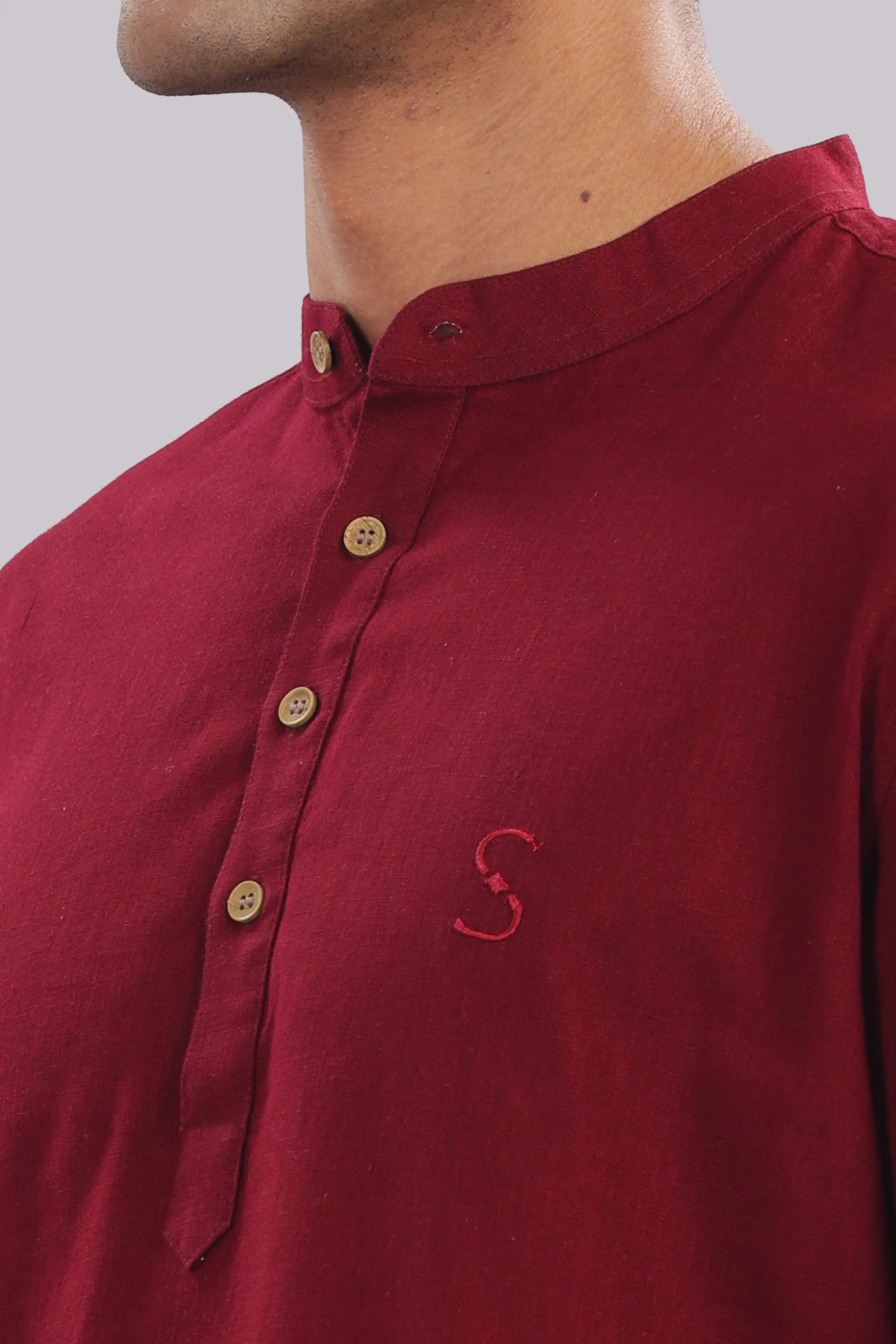 Siena Rouge — Linen Blend Kurta Shirt.