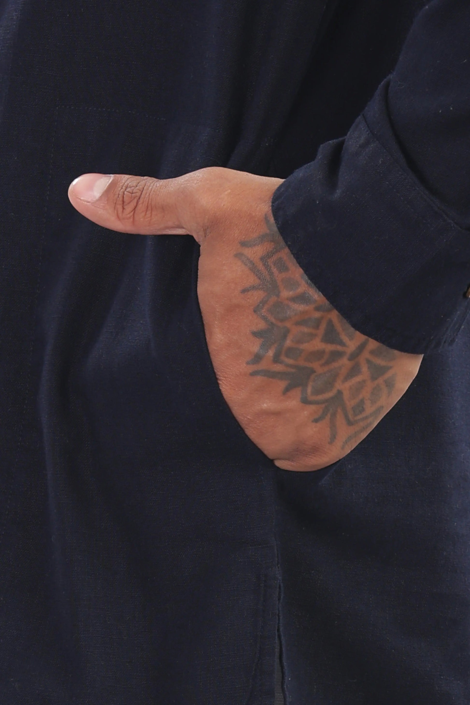 Midnight Indigo — Linen Blend Kurta Shirt.