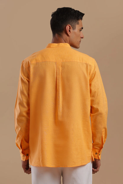 Tangerine Muse — Linen Blend Kurta Shirt.