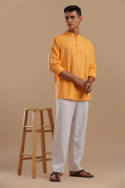 Tangerine Muse — Linen Blend Kurta Shirt.