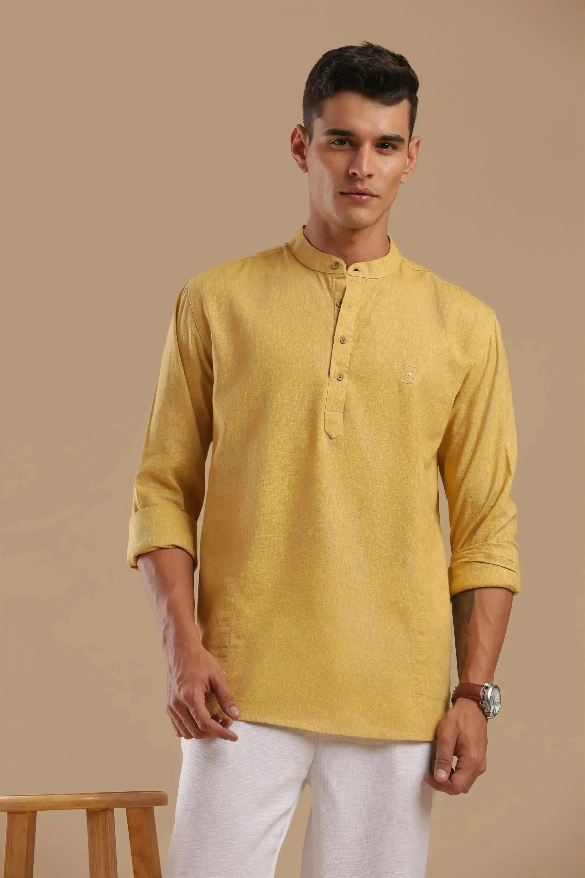 Siena Rouge — Linen Blend Kurta Shirt.