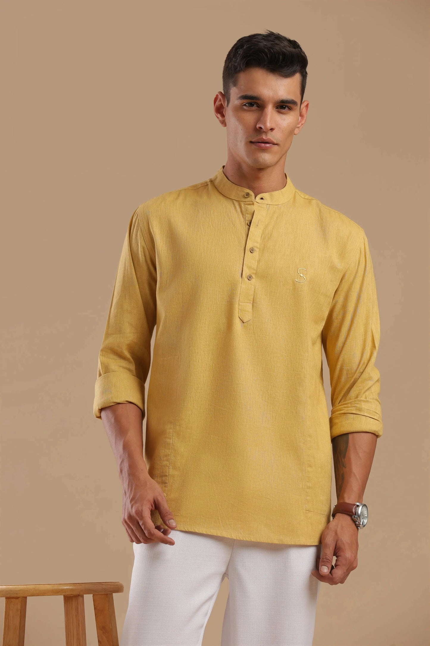 Andaman Teal — Linen Blend Kurta Shirt.