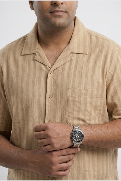 Portofino Dune Striped Cuban Linen Shirt