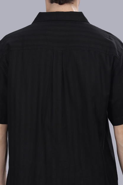 Ravenna Noir Striped Cuban Linen Shirt