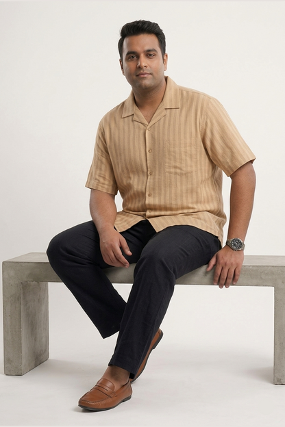 Ravenna Noir Striped Cuban Linen Shirt