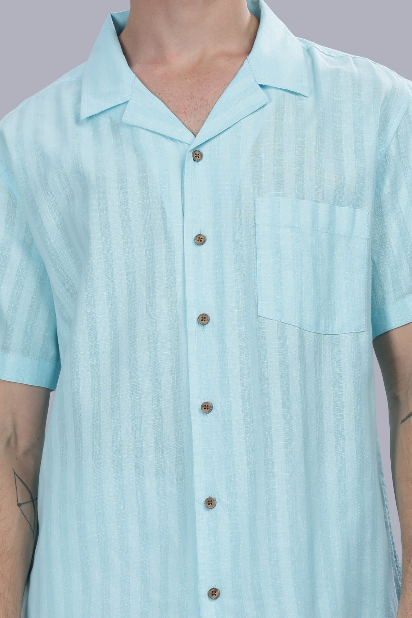Amalfi Sky Striped Cuban Linen Shirt