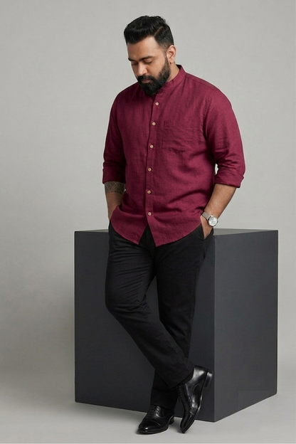 Burgundy Royale - Linen Shirt