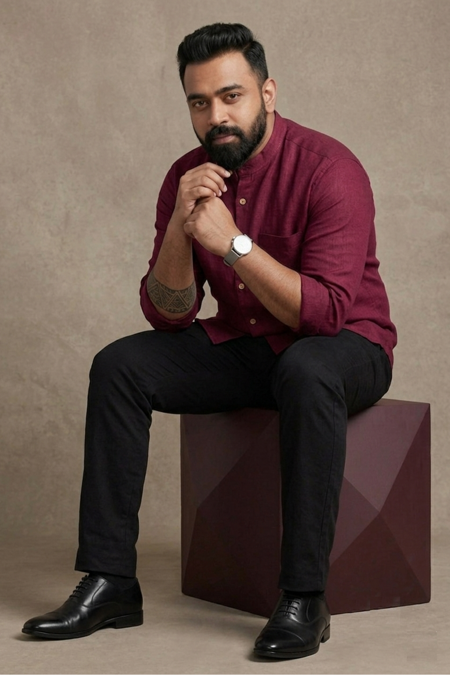 Burgundy Royale - Linen Shirt