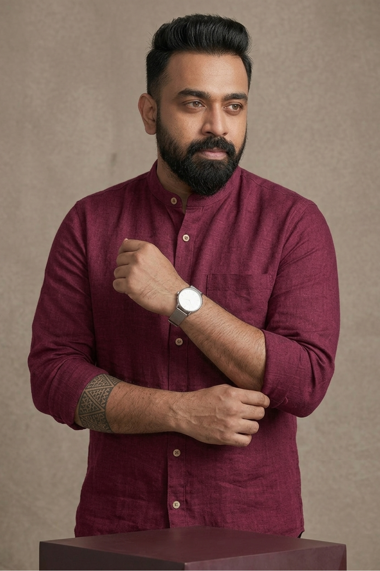 Burgundy Royale - Linen Shirt