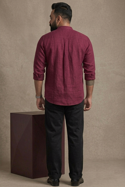 Burgundy Royale - Linen Shirt