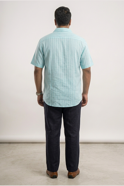 Amalfi Sky Striped Cuban Linen Shirt