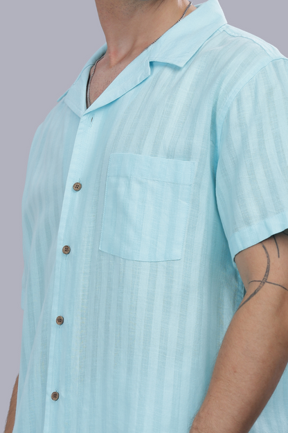 Amalfi Sky Striped Cuban Linen Shirt