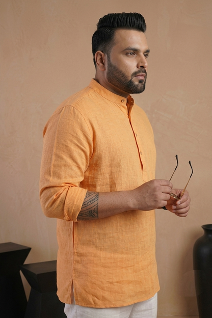 Tangerine Muse - Linen Blend Kurta Shirt