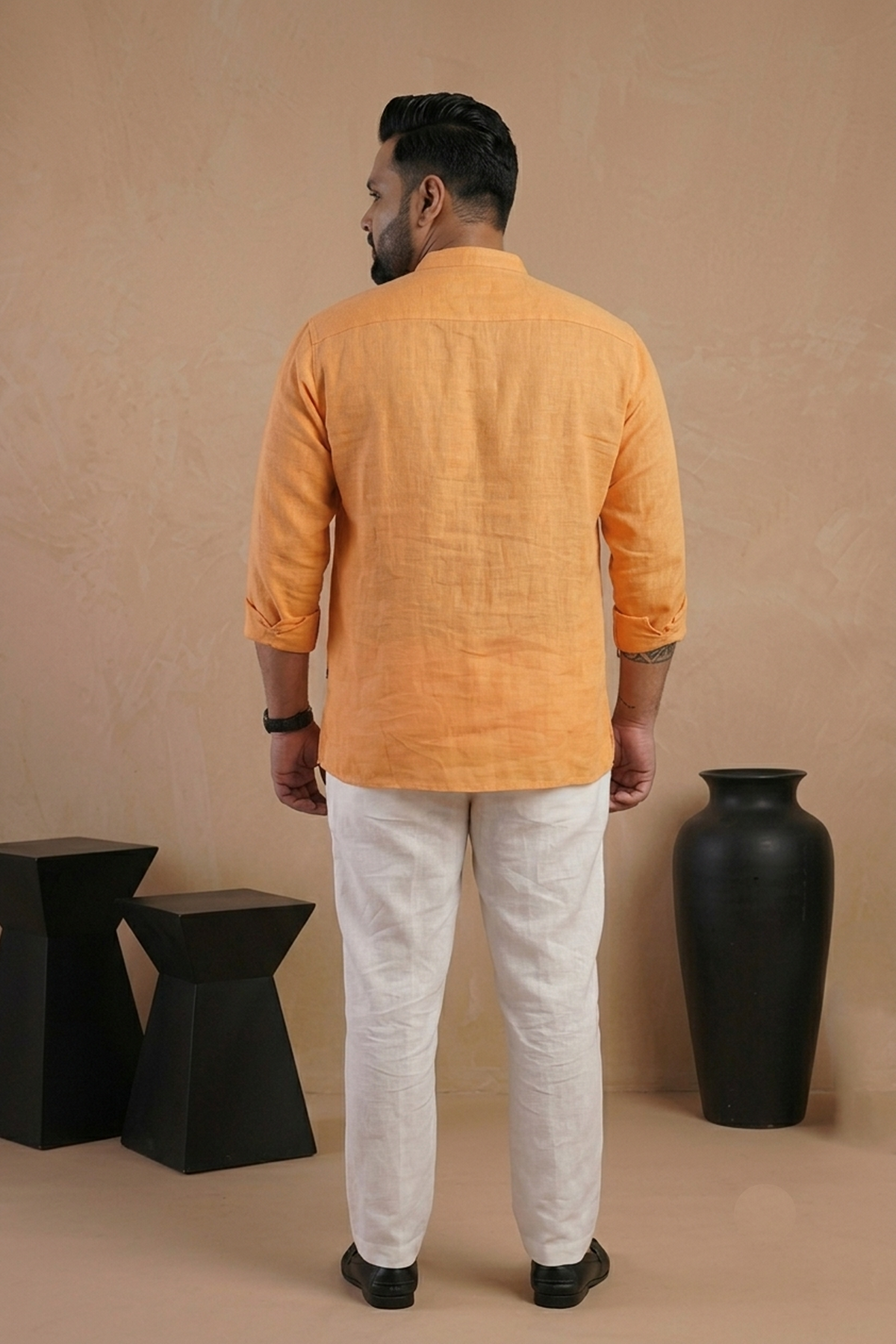Tangerine Muse - Linen Blend Kurta Shirt