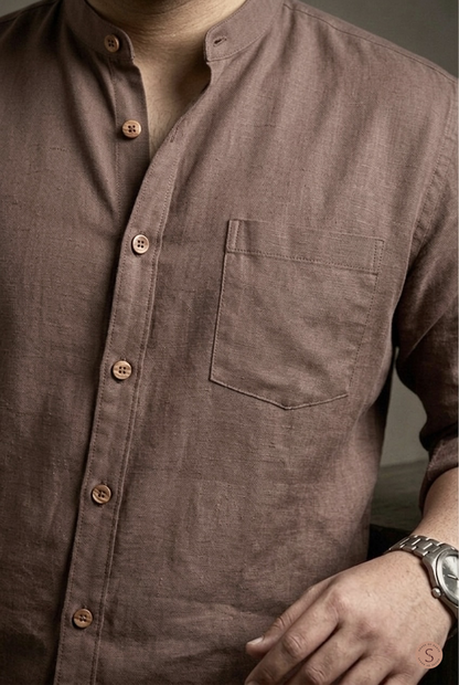 Milan Mocha - Linen Shirt